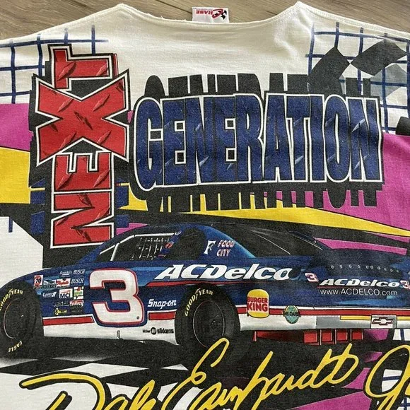 Vintage 1998 Dale Earnhardt Jr #3 ACDelco Chase T-Shirt 2XL 90s NASCAR ALL OVER - Picture 8 of 9